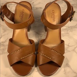 Crown Vintage Block Heeled Sandals - Brown